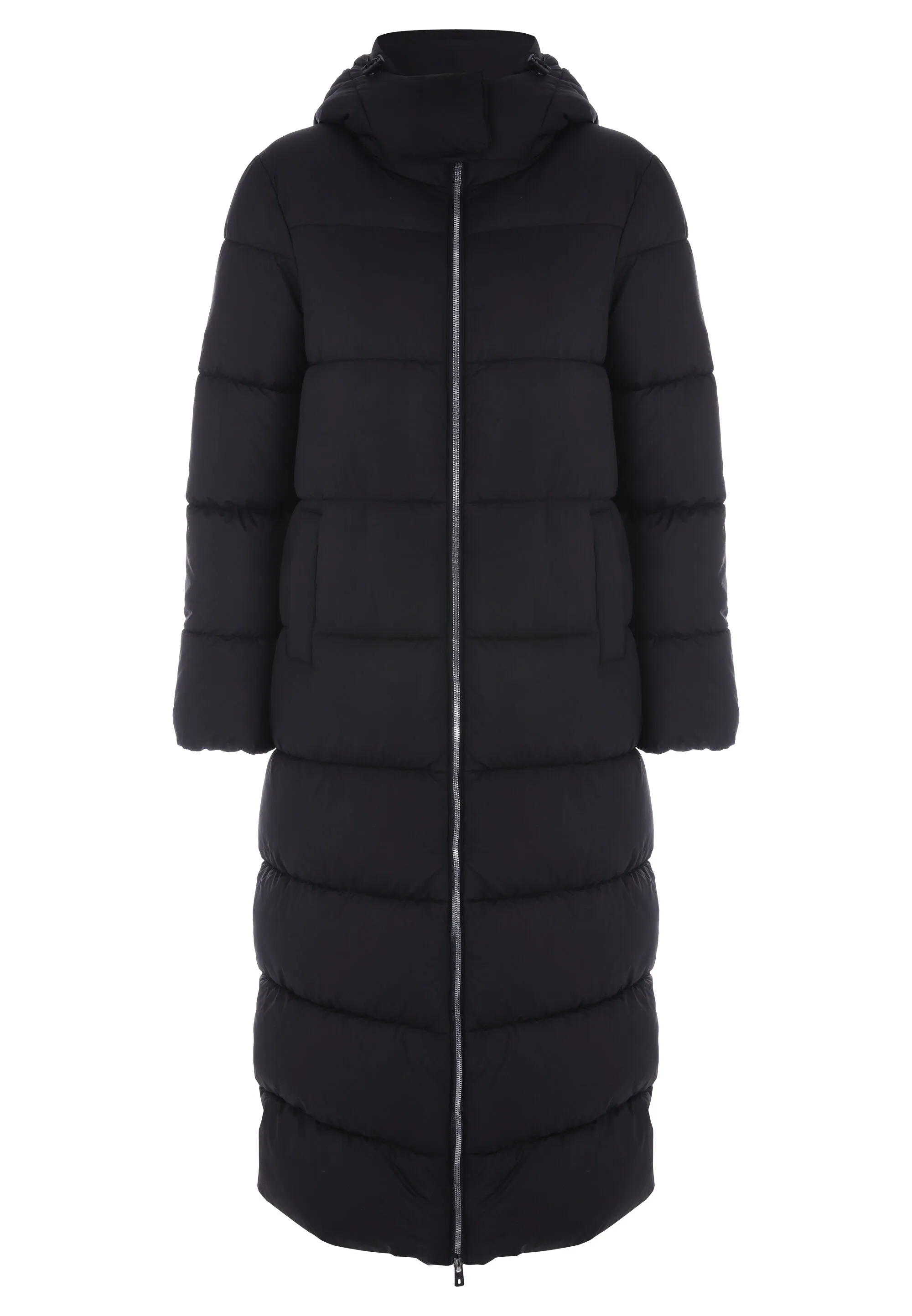 Womens Black Extra Longline Padded Coat