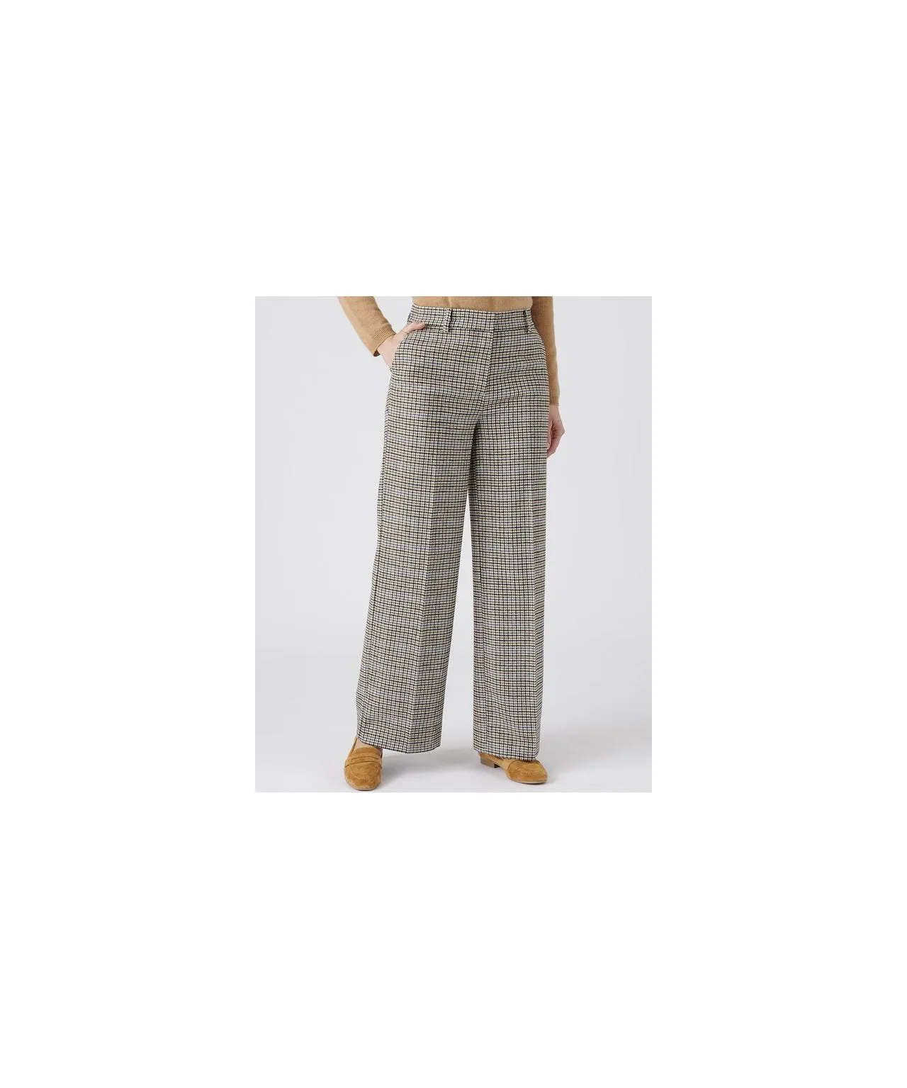 Wool Blend Checkered Pants