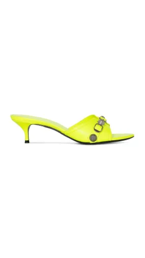 Yellow mid heel chain sandals